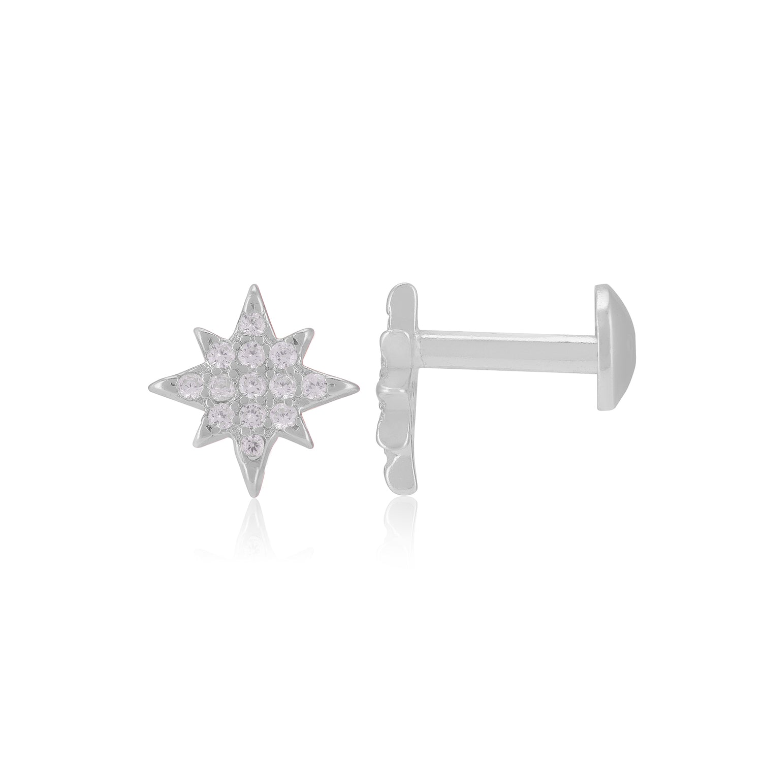 925 Sterling Silver Octave Star Shape Earrings for Women
