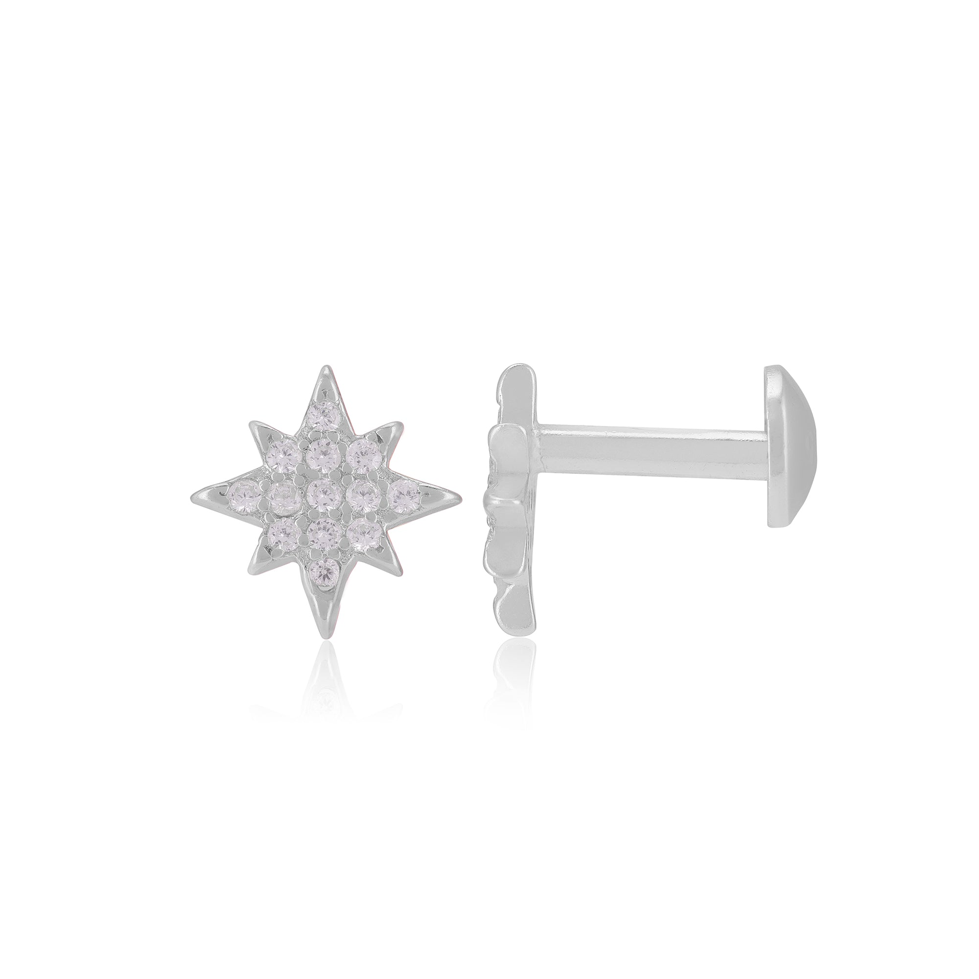 925 Sterling Silver Octave Star Shape Earrings for Women