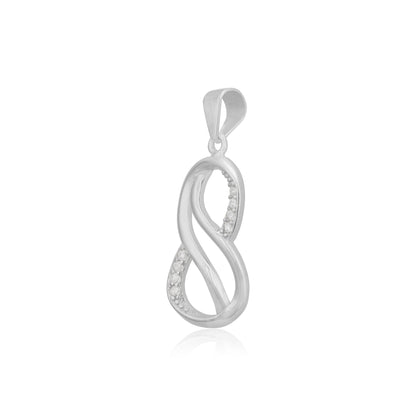 925 Sterling Silver Oneside Stone 8 Shaped  Rhodium Plated Pendant For Women