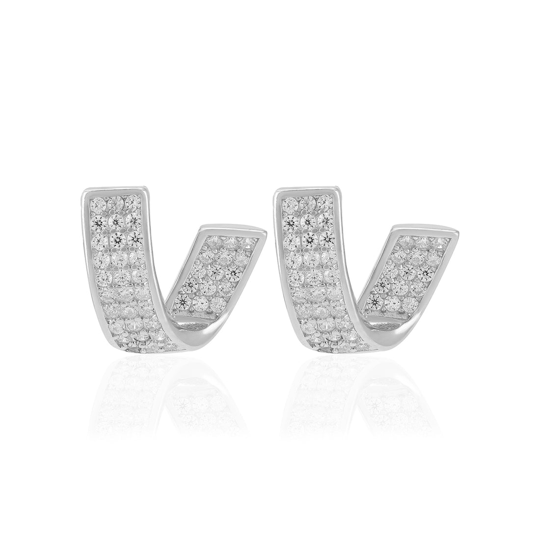 925 Sterling Silver Open Curved Earrings For Women