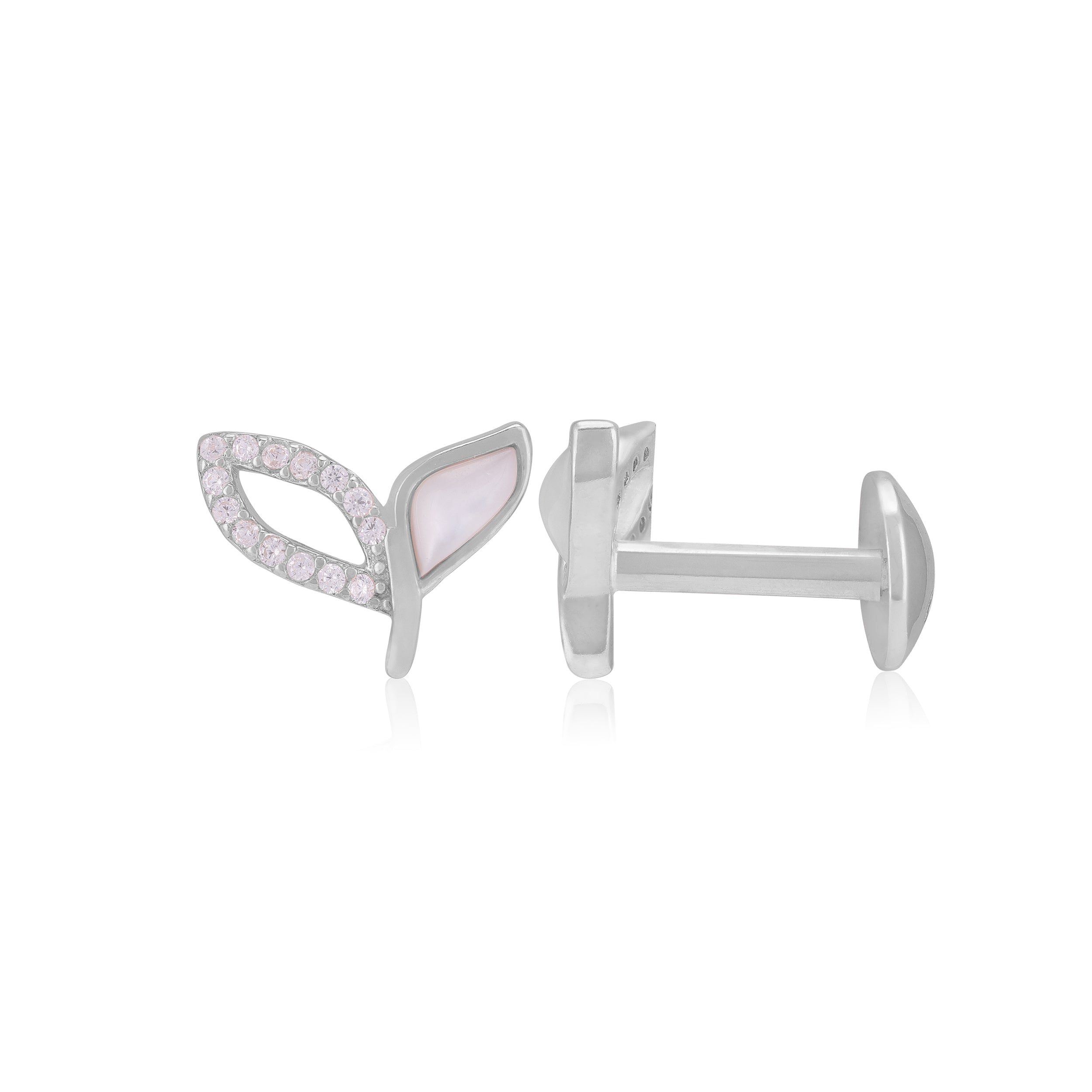 925 Sterling Silver Paired Leaf Earrings For Women