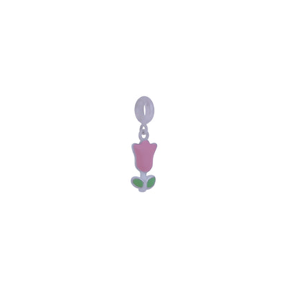 925 Sterling Silver Pink Tulip Rhodium Plated Pendant For Kids