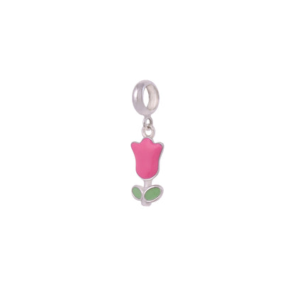 925 Sterling Silver Pink Tulip Rhodium Plated Ring For Kids
