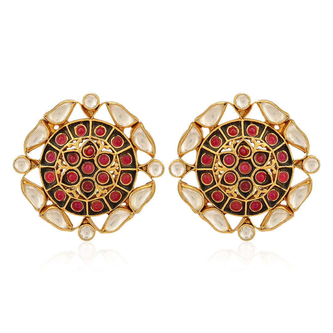 925 Silver Polki Turquoise Gold Plated Earrings