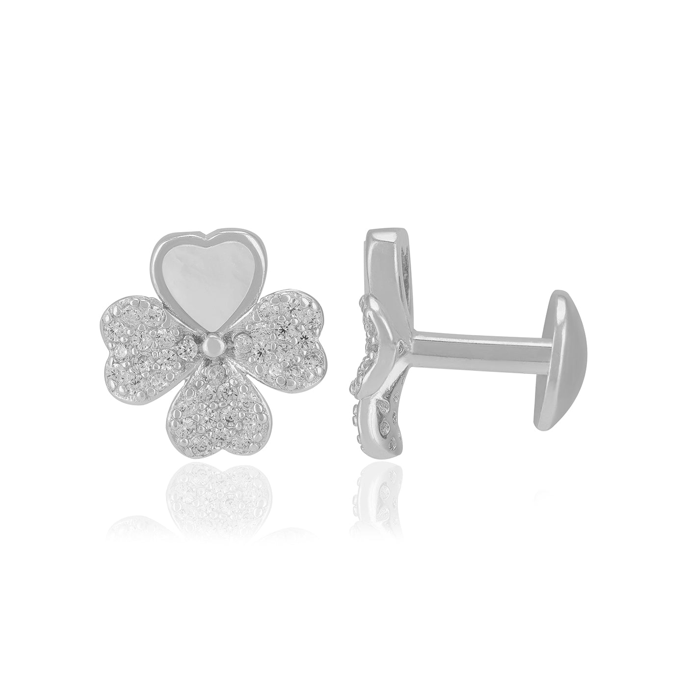 925 Sterling Silver Quartet Heart Petals Earrings For Women