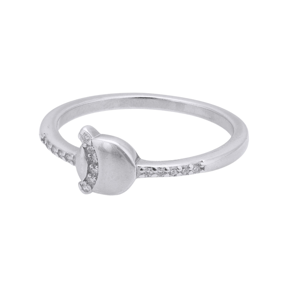 925 Sterling Silver Rhodium Plated Crescent Half Moon Rings For Women