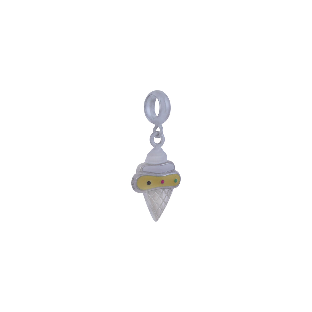 925 Sterling Silver Rhodium Plated Frosty Cone Pendant For Kids