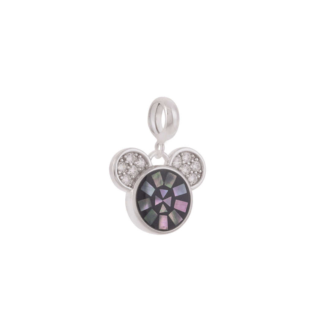 925 Sterling Silver Rhodium Plated Mosaic Mickey Pendant For Kids