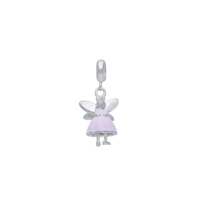 925 Sterling Silver Rhodium Plated Pink Fairy Doll Pendant For Kids
