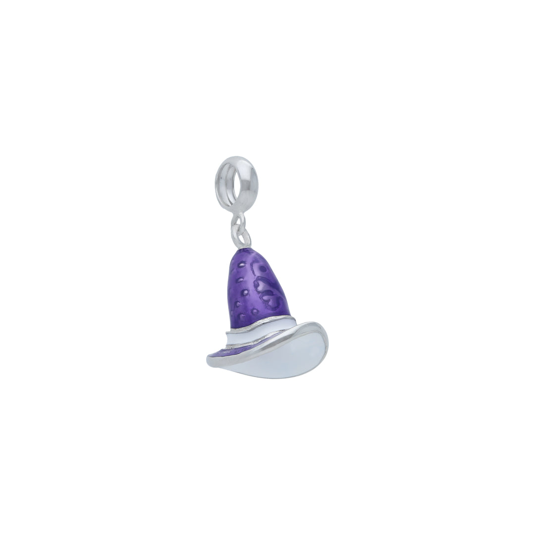 925 Sterling Silver Rhodium Plated Purple Pirate Hat Pendant For Kids