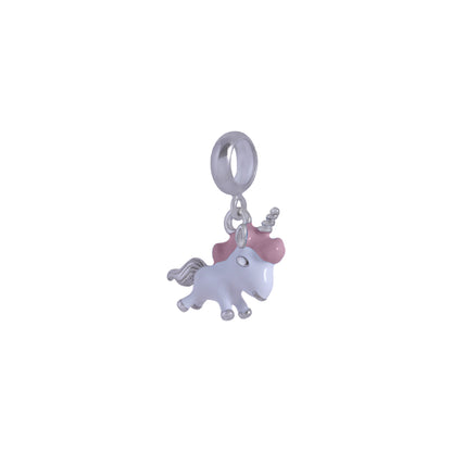 925 Sterling Silver Rhodium Plated Snowy Unicorn Pendant For Kids