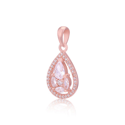 925 Sterling Silver Rose Gold-Plated Pear Drop  Marquise Pear Cluster Pendant for Women