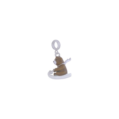 925 Sterling Silver Slidey Bear Rhodium Plated Pendant For Kids