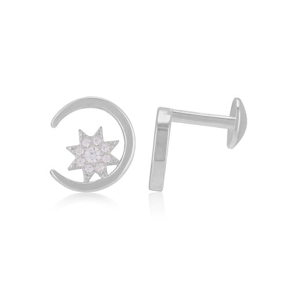 925 Sterling Silver Sun Moon Earrings For Women