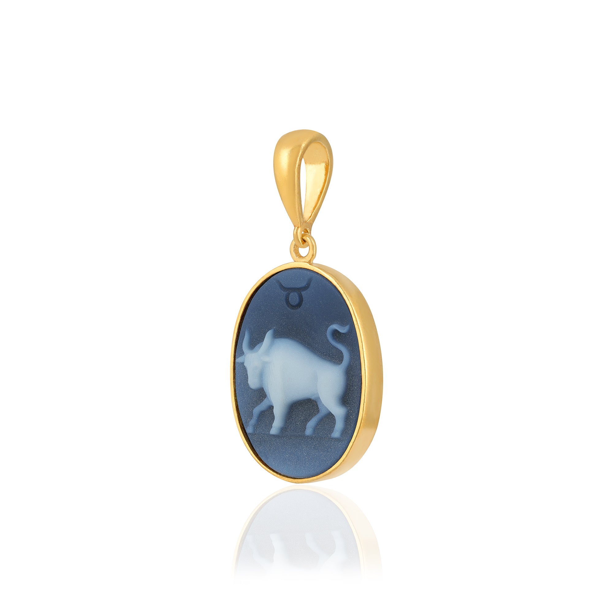 925 Sterling Silver Taurus Zodiac Agate Gold Plated Pendant for Men and Women