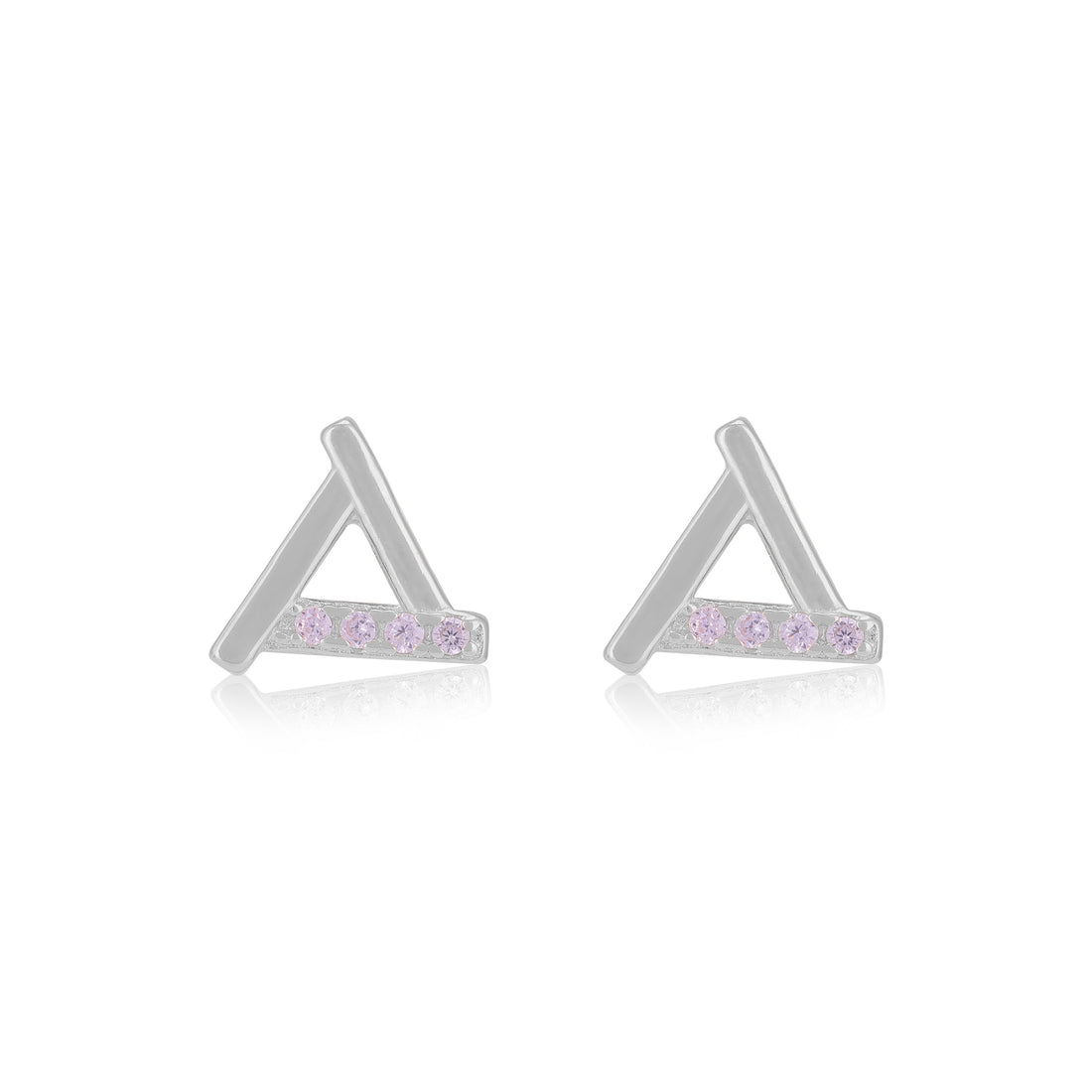 925 Sterling Silver Triangular shape One Side Stoned Earrings For Women