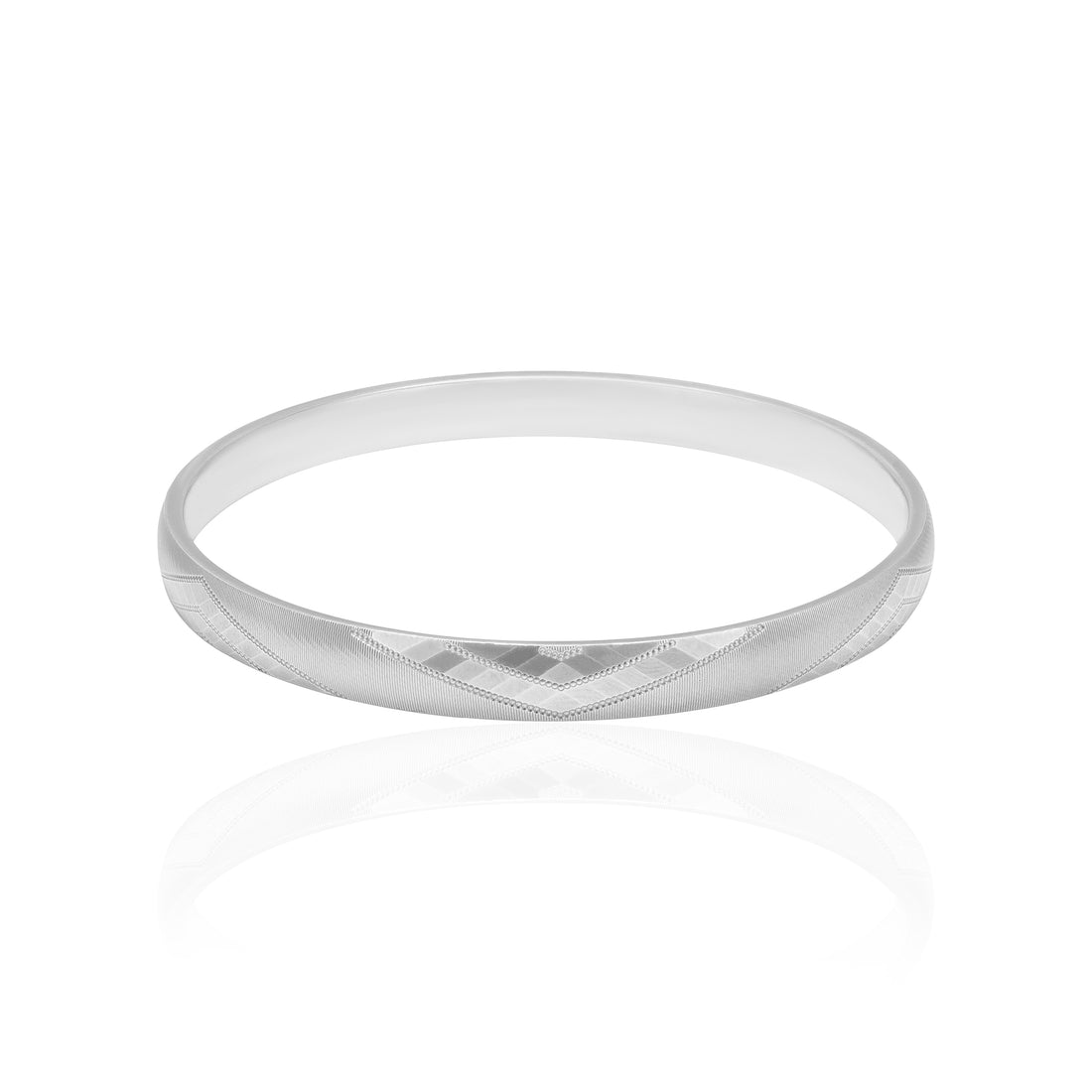 925 Silver Valor V Cut Chevron Rhodium Plated Kada for Men
