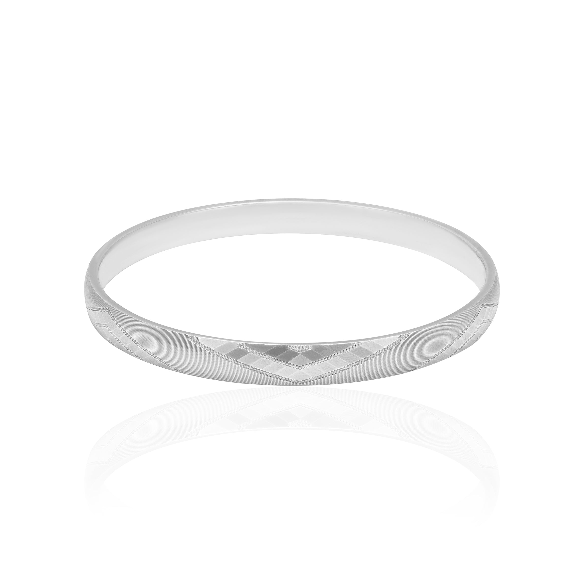 925 Silver Valor V Cut Chevron Rhodium Plated Kada for Men
