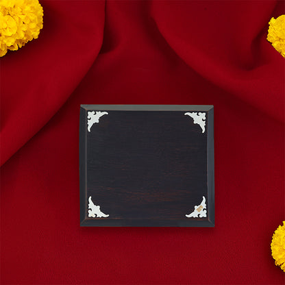 925 Small Rosewood Peeda With Silver Border For Pooja 

