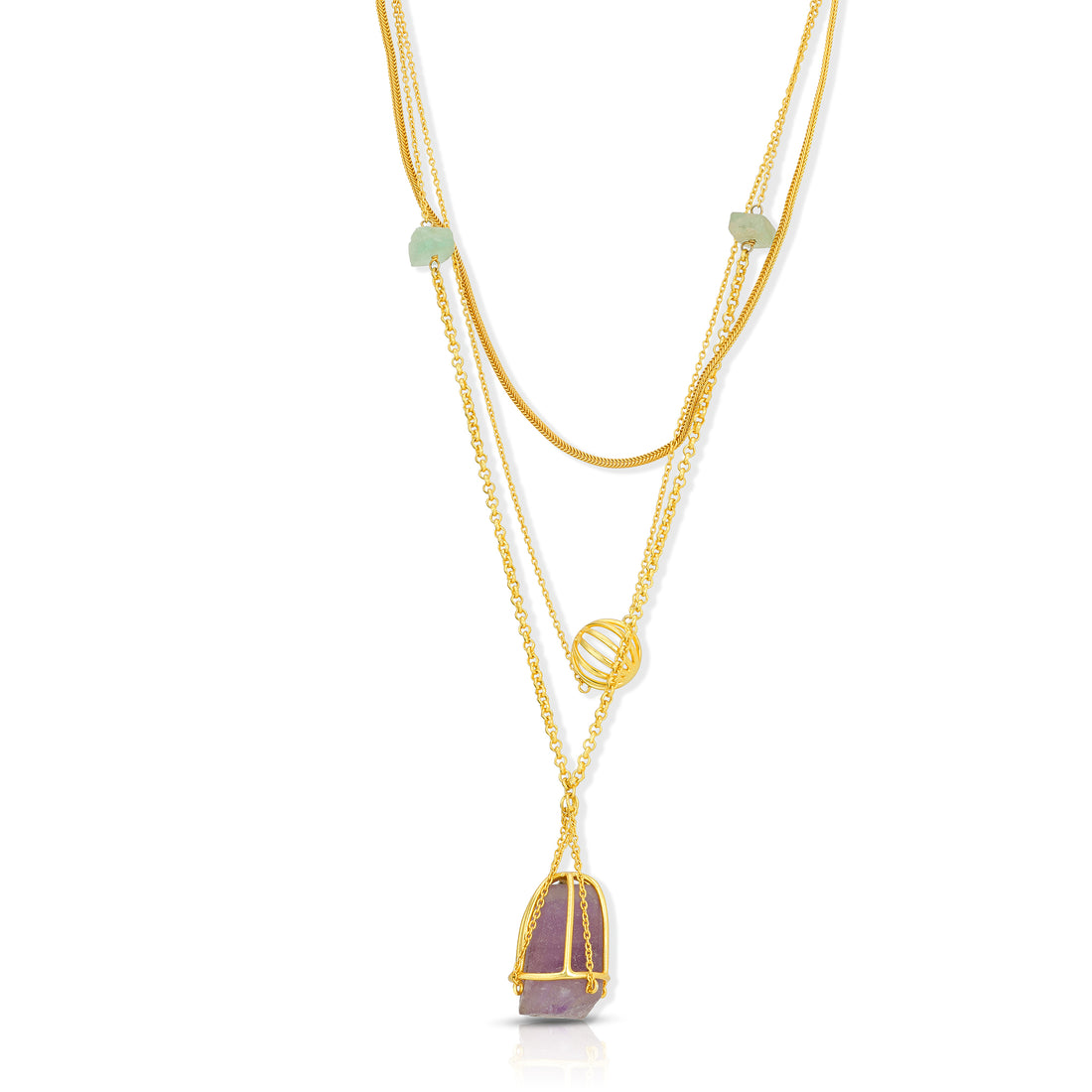 925 Sterling Silver Cascading Multi-Strand Shield Chain Pendant for Women