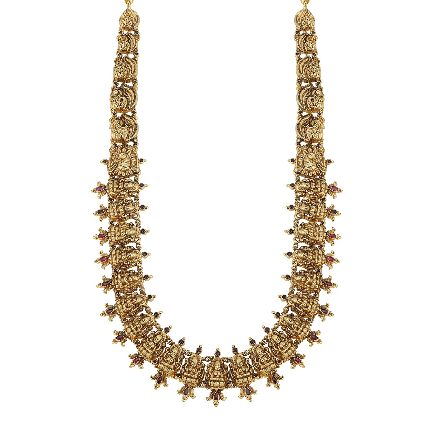 925 Sterling Silver Celestial Lakshmi Peacock Fusion Gold Plated Haram
