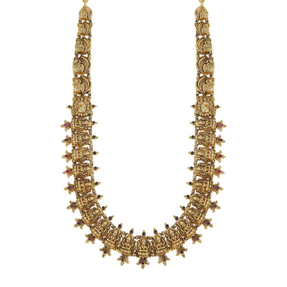 925 Sterling Silver Celestial Lakshmi Peacock Fusion Gold Plated Haram