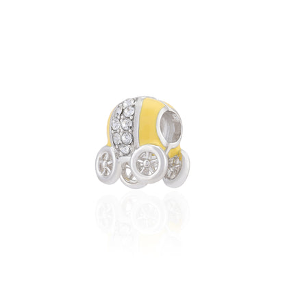 925 Sterling Silver Citrine Fantasy Carriage Charm Pendant for Women