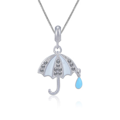925 Sterling Silver Dewdrop Elegance Umbrella Dangle Charm Pendant for Women