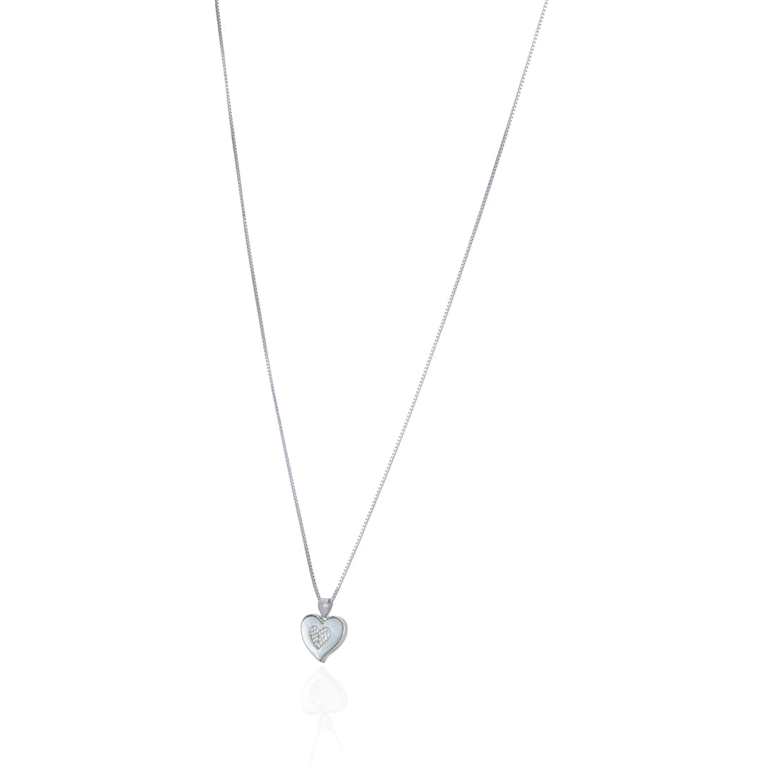 925 Sterling Silver Double Heart Crystal Center Pendant for Women