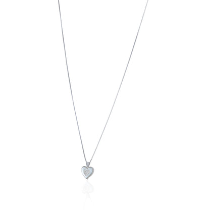 925 Sterling Silver Double Heart Crystal Center Pendant for Women