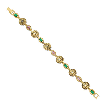 925 Sterling Silver Dual Harmony Floral Bracelet for Women