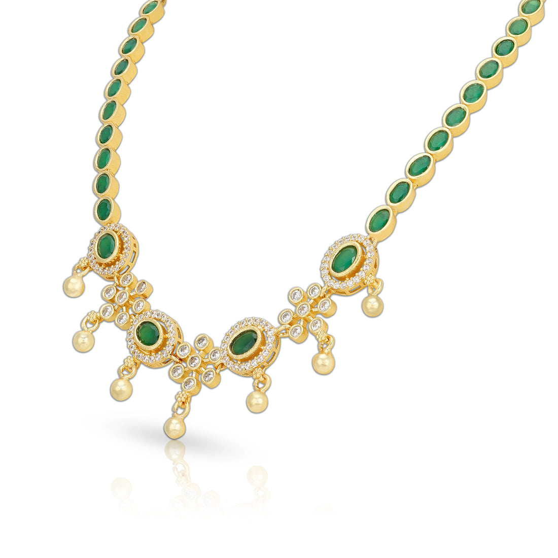 925 Sterling Silver Emerald Regal Festive Necklace for Women