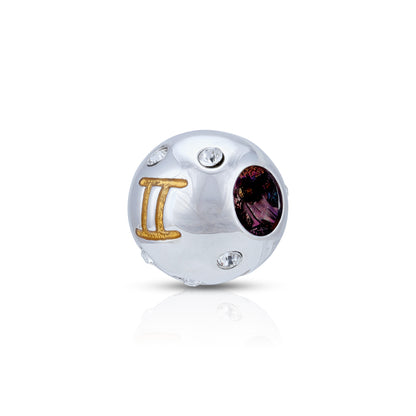 925 Sterling Silver Gemini Radiance Orb Charm Pendant for Women
