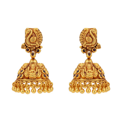 925 Sterling Silver Goddess Lakshmi Peacock Traditional  Earrings for women