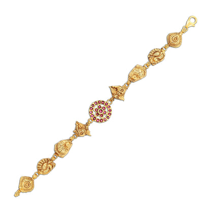 925 Sterling Silver Gold Plated Regal Ruby Link Bracelet for Women