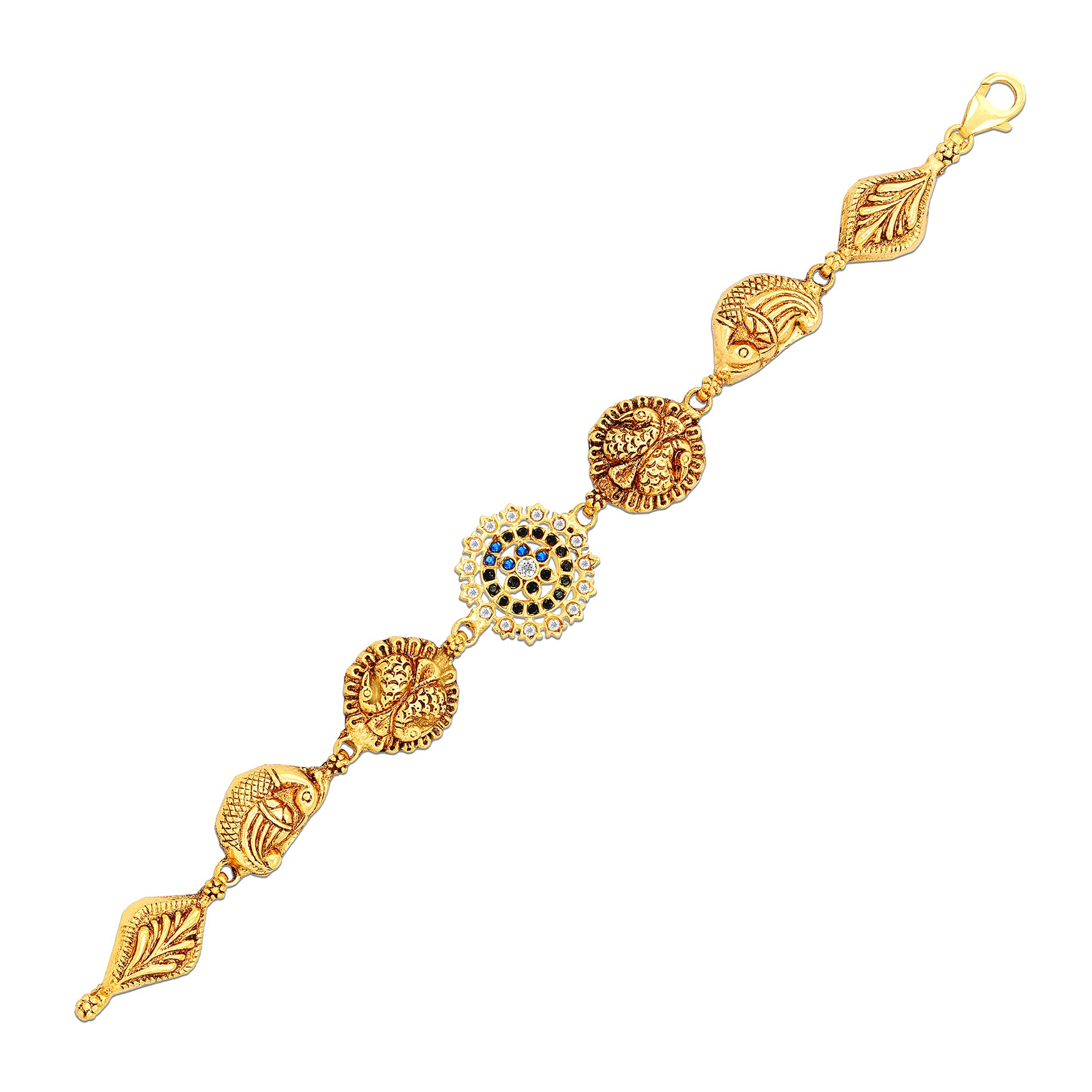 925 Sterling Silver Gold Plated Sapphire Bloom Bracelet for Women