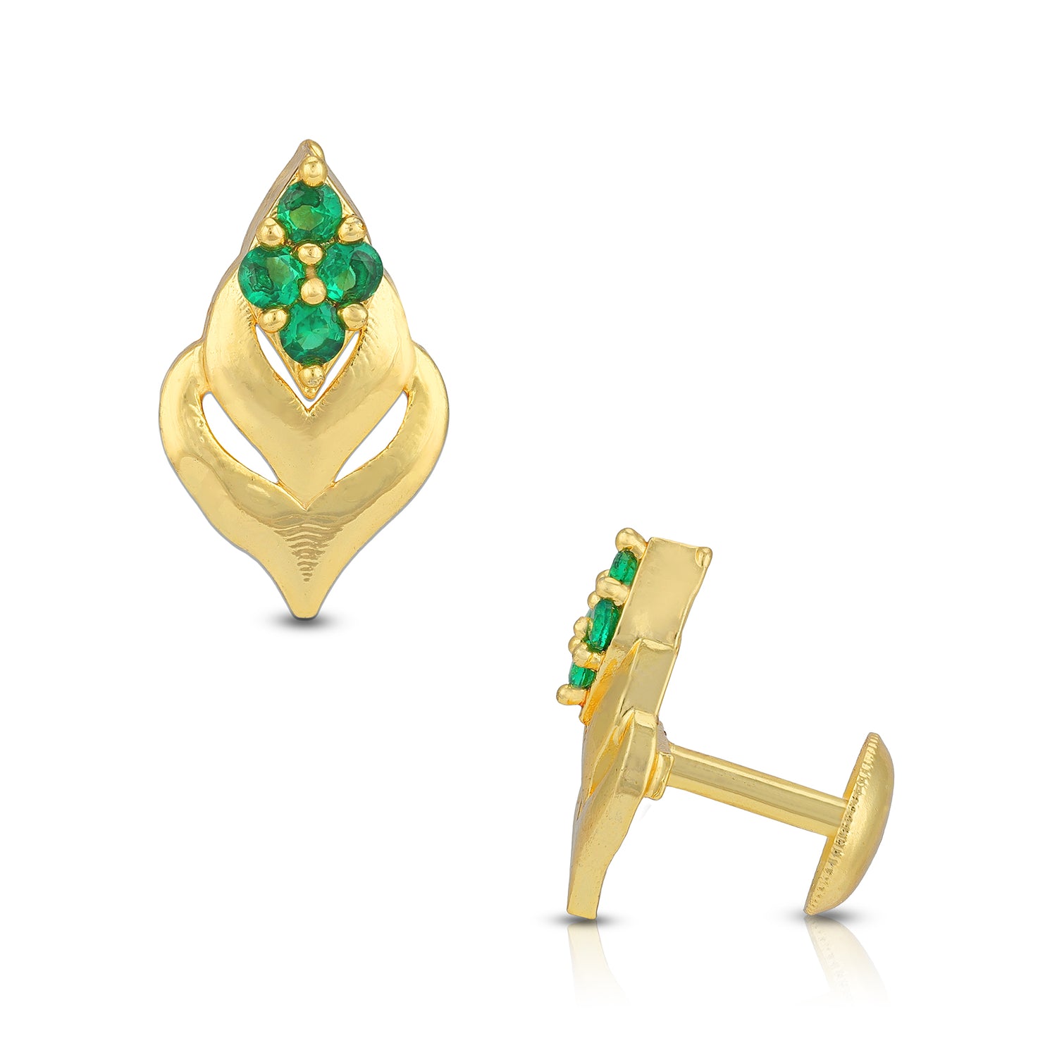 925 Sterling Silver Heritage Emerald Leaf Frame Earring for Women
