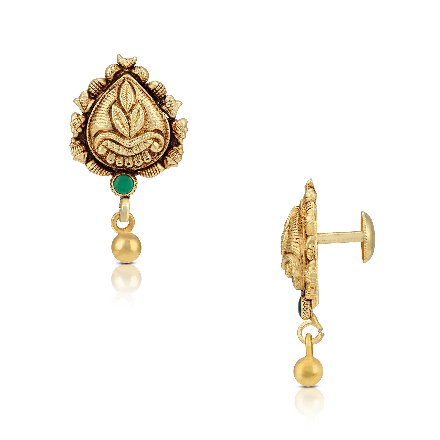 925 Sterling Silver Leaf Charm Golden Drop Earring for Women