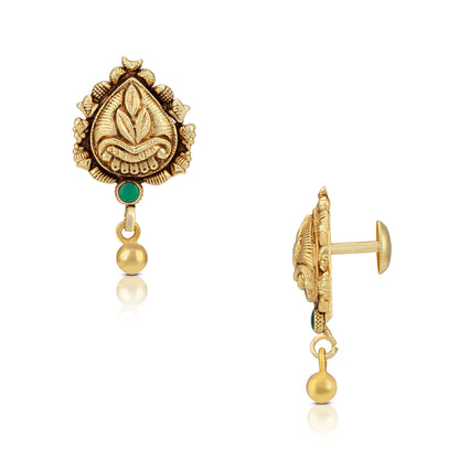 925 Sterling Silver Leaf Charm Golden Drop Earring for Women