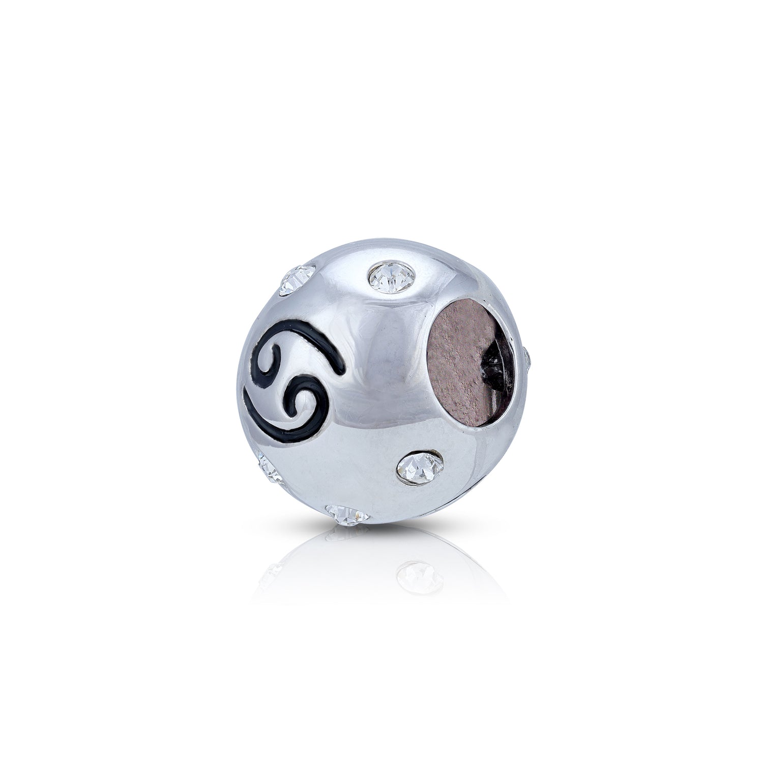 925 Sterling Silver Lunar Cancer Sparkle Bead Charm Pendant for Women