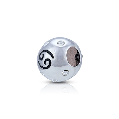 925 Sterling Silver Lunar Cancer Sparkle Bead Charm Pendant for Women
