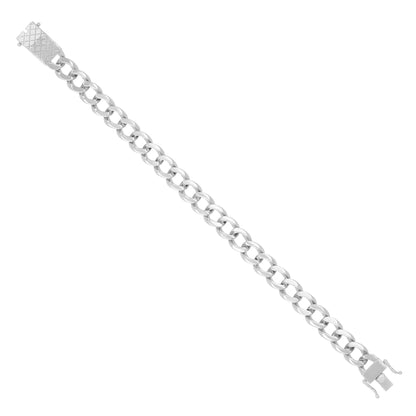 925 Sterling Silver Metro Luxe Cuban Style Statement Rhodium Plated Bracelet for Men