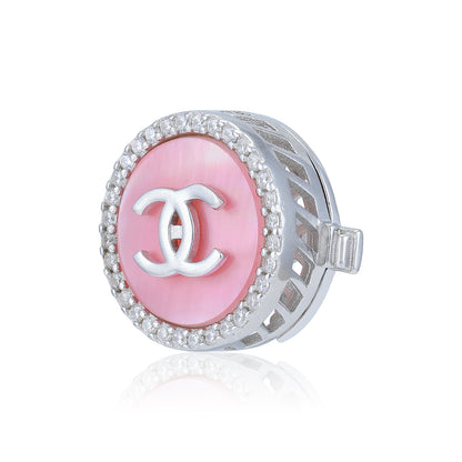 925 Sterling Silver Pink Luxe Crossover C Coat pin for Men