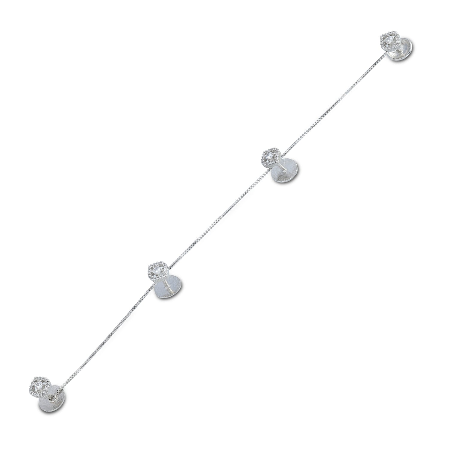 925 Sterling Silver Radiant Strand Diamond Chain Coat pin for Men