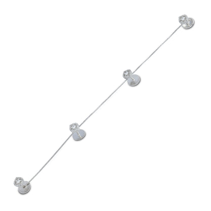 925 Sterling Silver Radiant Strand Diamond Chain Coat pin for Men