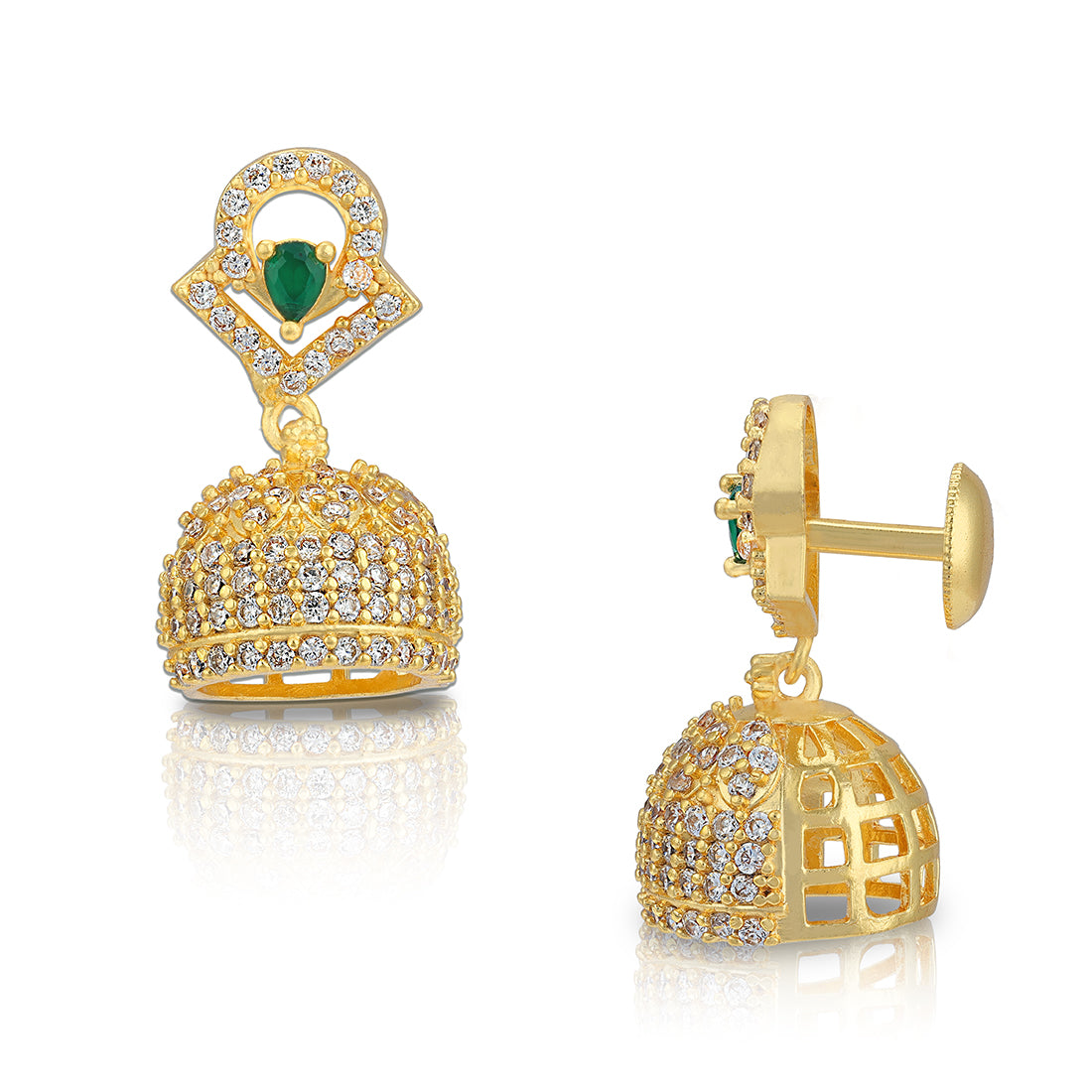 925 Sterling Silver Regal Emerald Sparkle Jhumka for Women