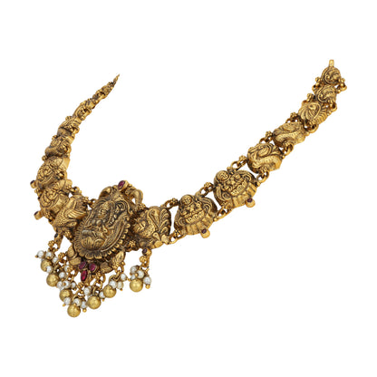 925 Sterling Silver Regal Lakshmi Swan Haaram for Women