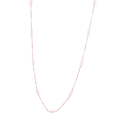 925 Sterling Silver Ros  Duet Pearl Strand Chain For Women