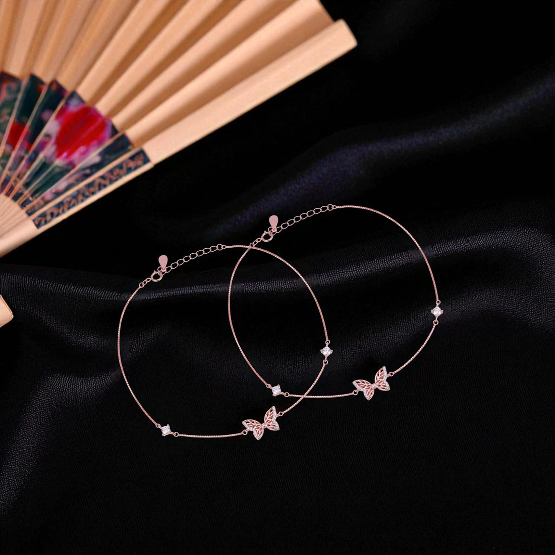 925 Sterling Silver Rose Gold  Enchanted Flier Anklets For Women