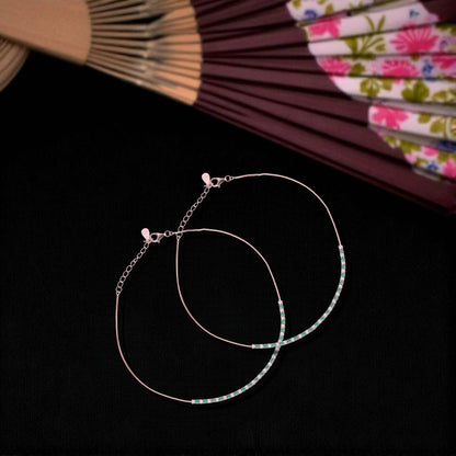 925 Sterling Silver Rose Gold Meadow Whisper Anklets For Women